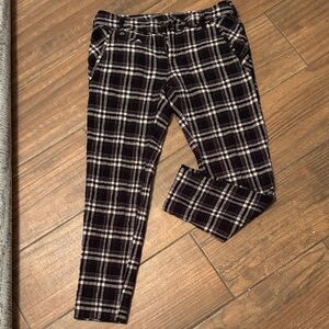 Free People Black and White Plaid Pants with Subtle Brown Accents